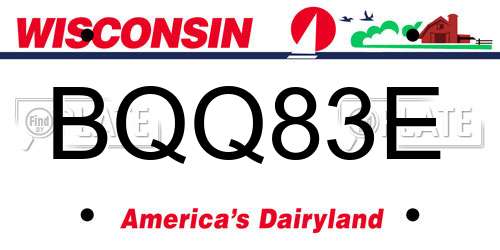 BQQ83E Wisconsin License Plate