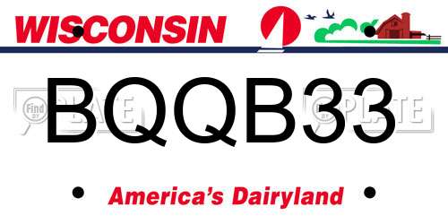 BQQB33 Wisconsin License Plate