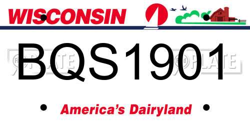 BQS1901 Wisconsin License Plate