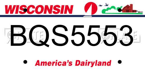 BQS5553 Wisconsin License Plate