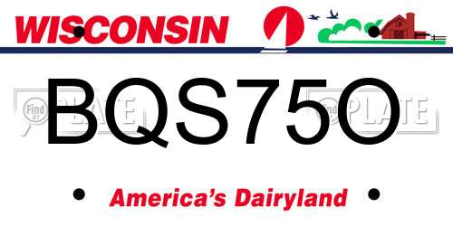 BQS75O Wisconsin License Plate
