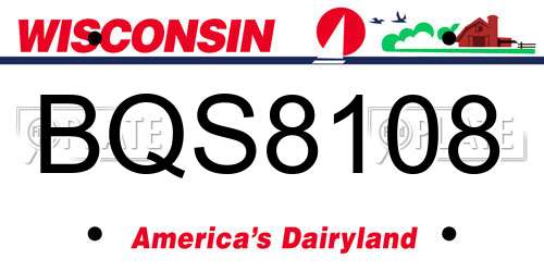 BQS8108 Wisconsin License Plate