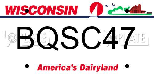 BQSC47 Wisconsin License Plate