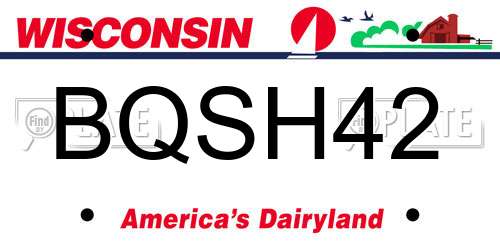 BQSH42 Wisconsin License Plate