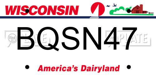 BQSN47 Wisconsin License Plate