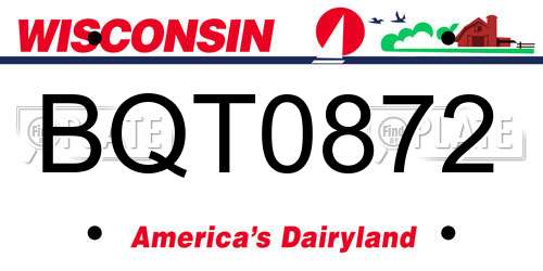 BQT0872 Wisconsin License Plate