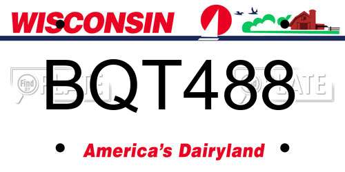 BQT488 Wisconsin License Plate