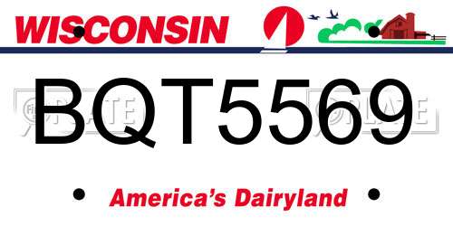 BQT5569 Wisconsin License Plate