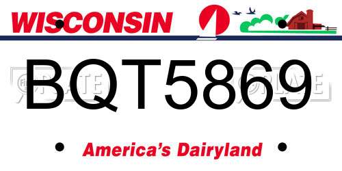 BQT5869 Wisconsin License Plate