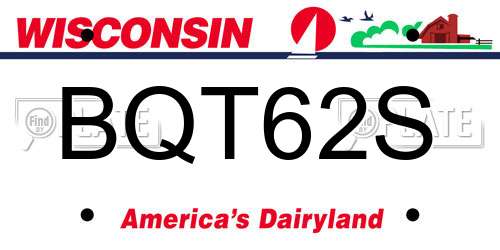 BQT62S Wisconsin License Plate