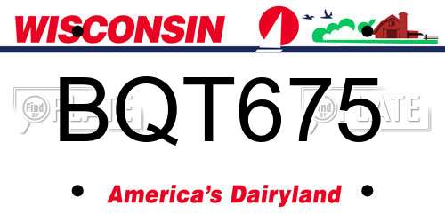 BQT675 Wisconsin License Plate