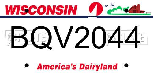 BQV2044 Wisconsin License Plate