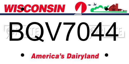 BQV7044 Wisconsin License Plate