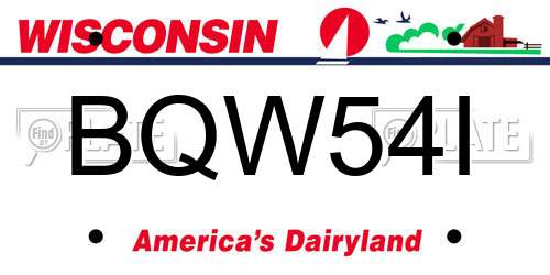 BQW54I Wisconsin License Plate