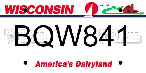 BQW841 Wisconsin License Plate