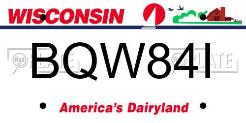 BQW84I Wisconsin License Plate
