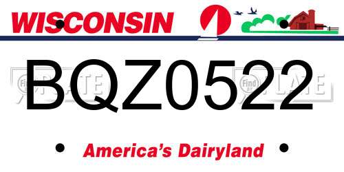 BQZ0522 Wisconsin License Plate