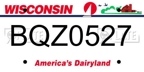 BQZ0527 Wisconsin License Plate