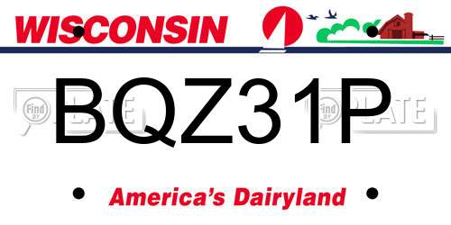 BQZ31P Wisconsin License Plate