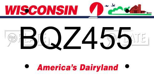 BQZ455 Wisconsin License Plate