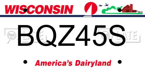 BQZ45S Wisconsin License Plate