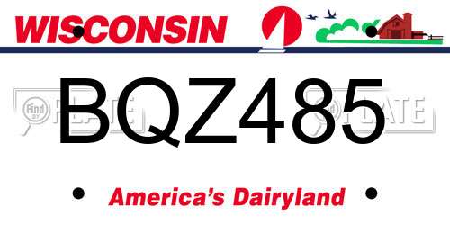 BQZ485 Wisconsin License Plate