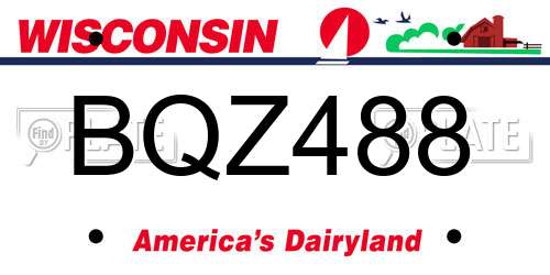 BQZ488 Wisconsin License Plate