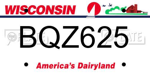 BQZ625 Wisconsin License Plate
