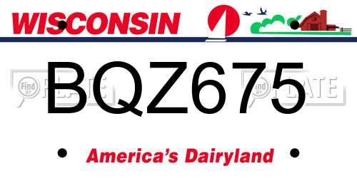 BQZ675 Wisconsin License Plate