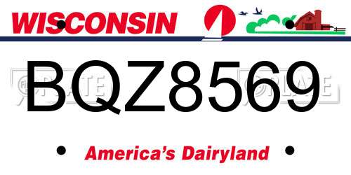 BQZ8569 Wisconsin License Plate
