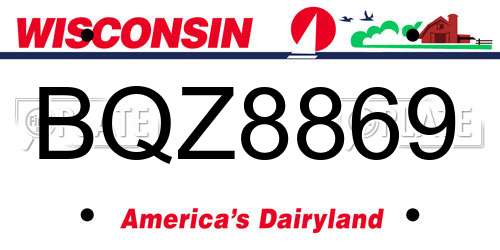 BQZ8869 Wisconsin License Plate