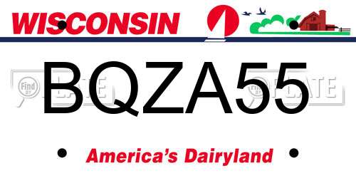 BQZA55 Wisconsin License Plate