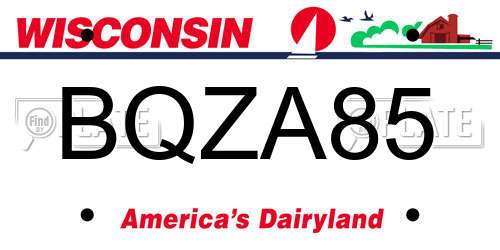 BQZA85 Wisconsin License Plate