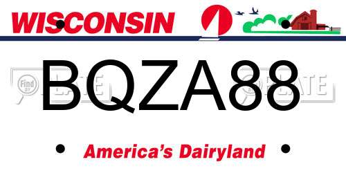 BQZA88 Wisconsin License Plate