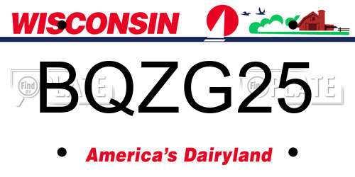 BQZG25 Wisconsin License Plate