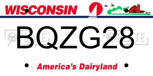 BQZG28 Wisconsin License Plate