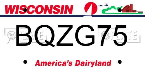 BQZG75 Wisconsin License Plate