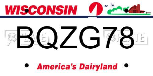 BQZG78 Wisconsin License Plate
