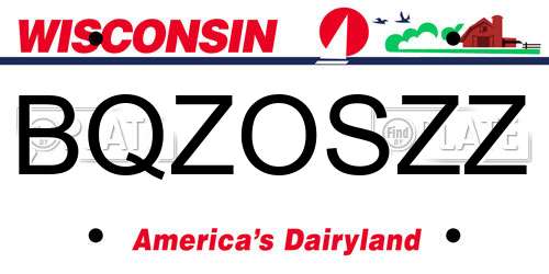 BQZOSZZ Wisconsin License Plate