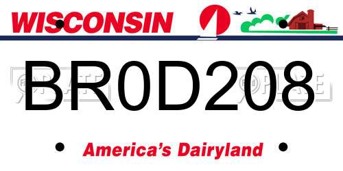 BR0D208 Wisconsin License Plate