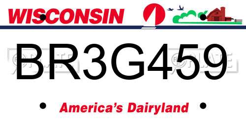 BR3G459 Wisconsin License Plate