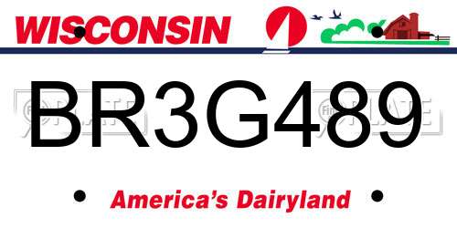 BR3G489 Wisconsin License Plate