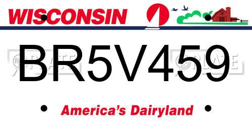 BR5V459 Wisconsin License Plate