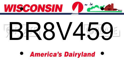 BR8V459 Wisconsin License Plate