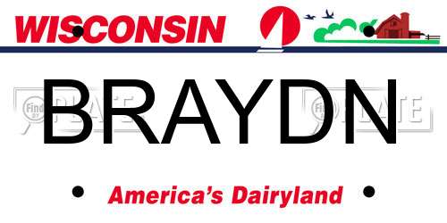 BRAYDN Wisconsin License Plate