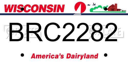 BRC2282 Wisconsin License Plate