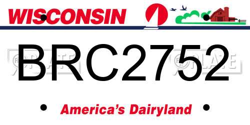 BRC2752 Wisconsin License Plate