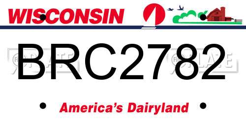 BRC2782 Wisconsin License Plate