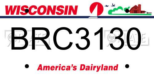 BRC3130 Wisconsin License Plate
