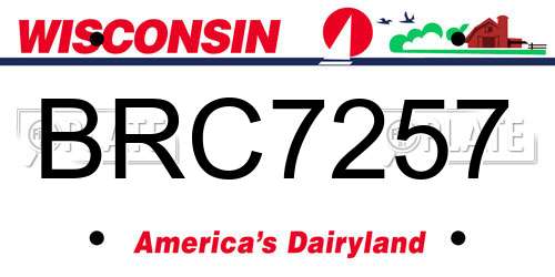 BRC7257 Wisconsin License Plate